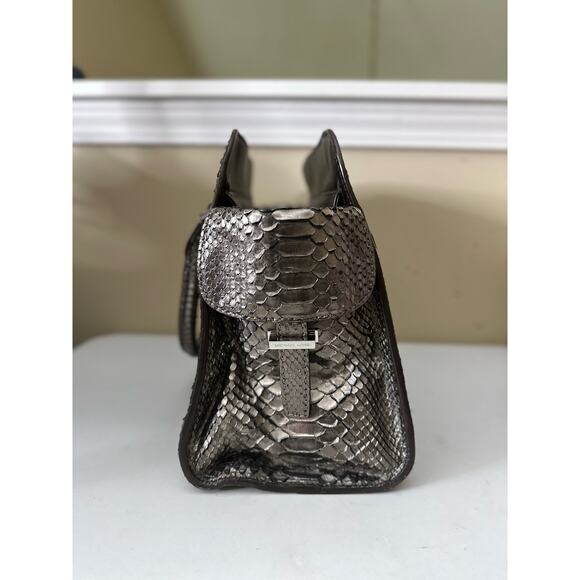 Michael Kors Runway Collection Gia Satchel Python Handbag Purse - Anthracite - Picture 3 of 13